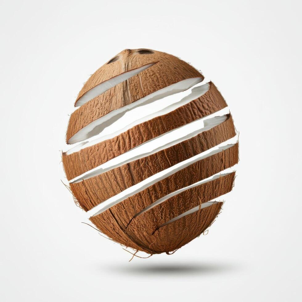 Healthy Coconut Pieces on Bright White Background photo