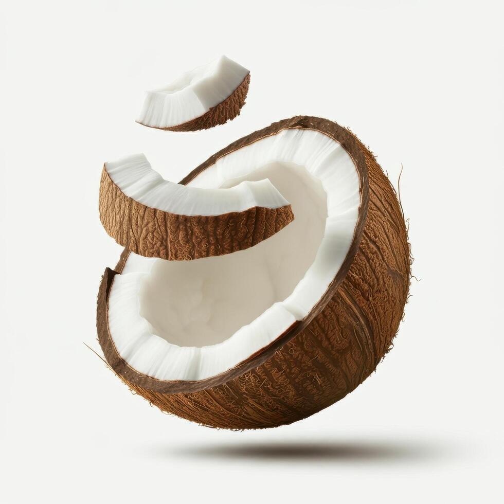 Natural Coconut Slices on Pure White Canvas photo