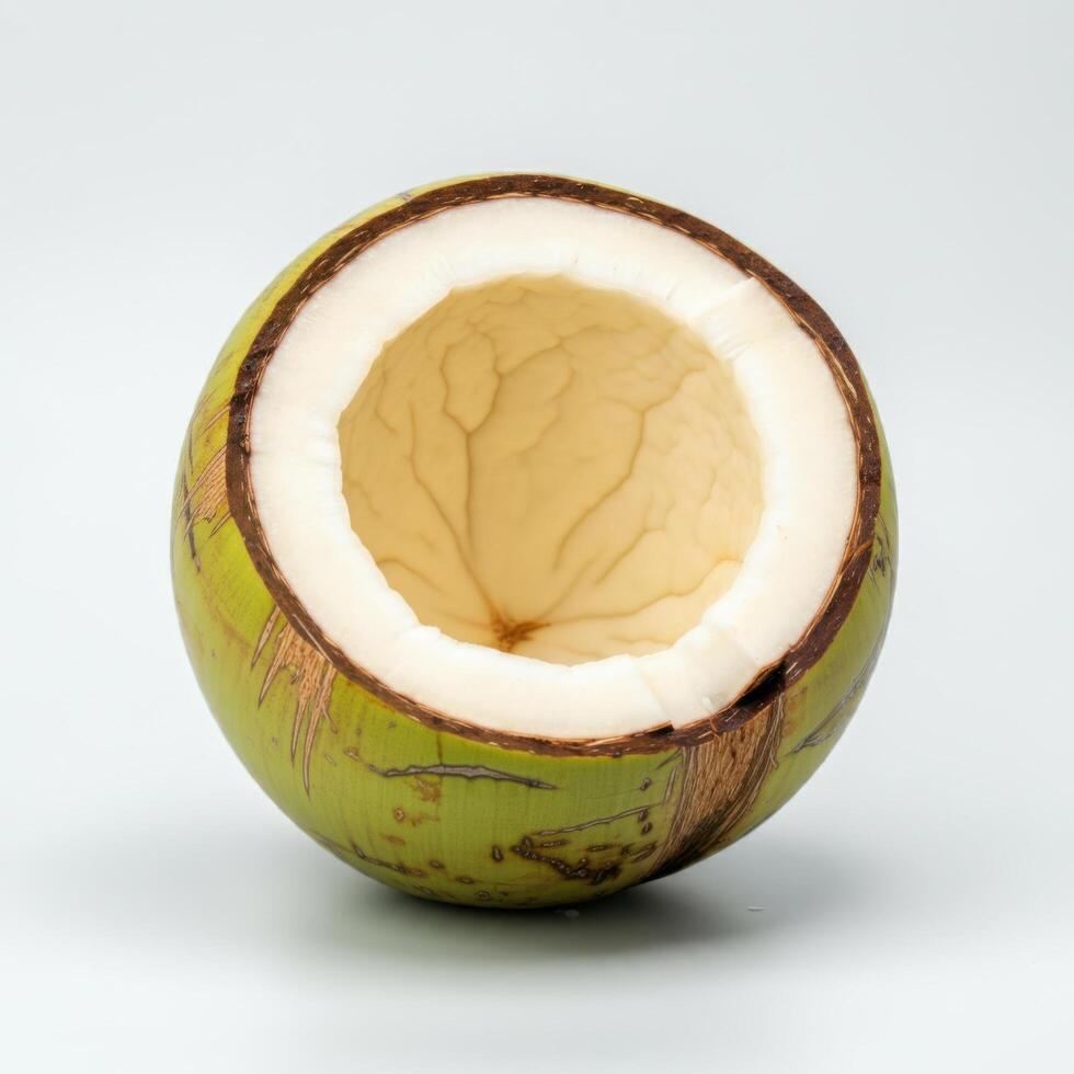 Fresh Half Coconut Slice on Minimal White Base photo