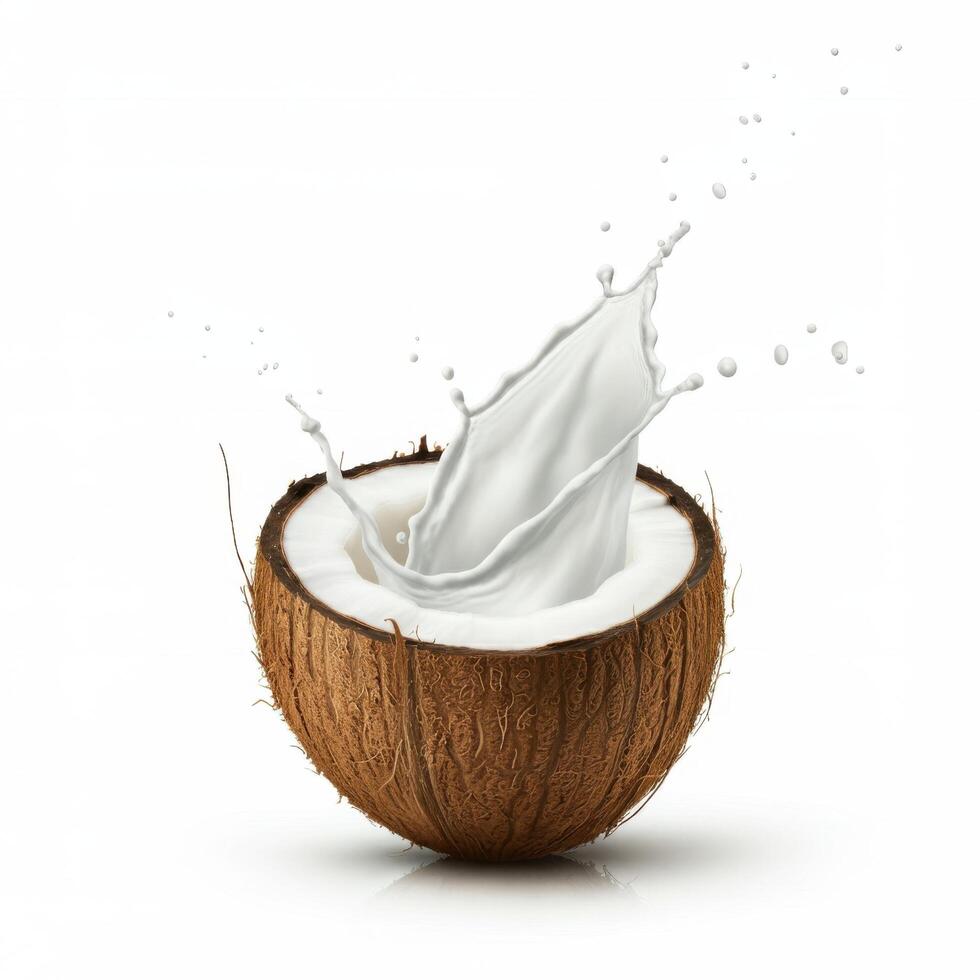 Half a coconut slice against a pure white background. photo