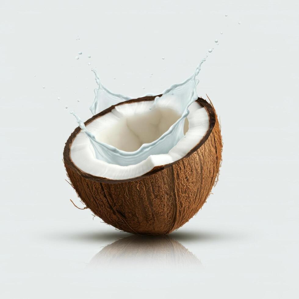 Healthy Half Coconut Slice on Bright White Canvas photo