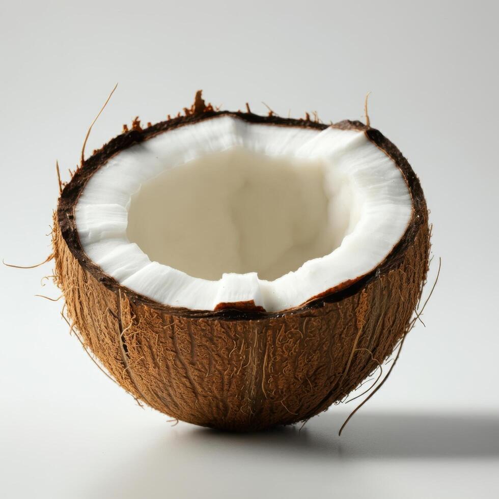 Refreshing Half Coconut Slice on Bright White photo