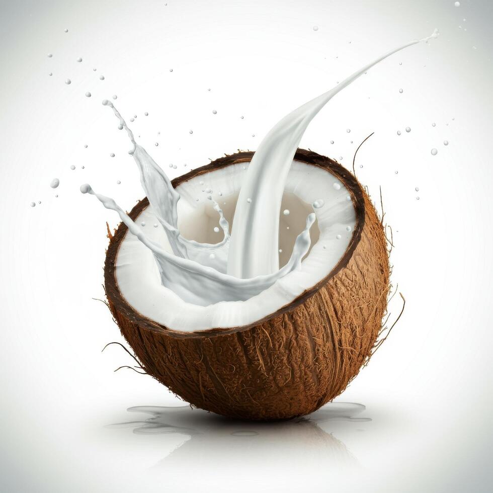 A crisp, half slice of coconut on a white base. photo