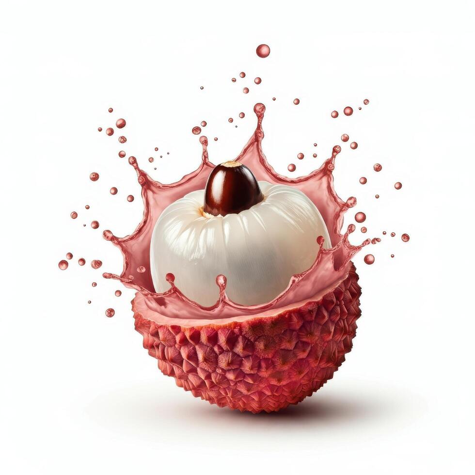 Juicy Lychee Cracking Open with a Burst photo