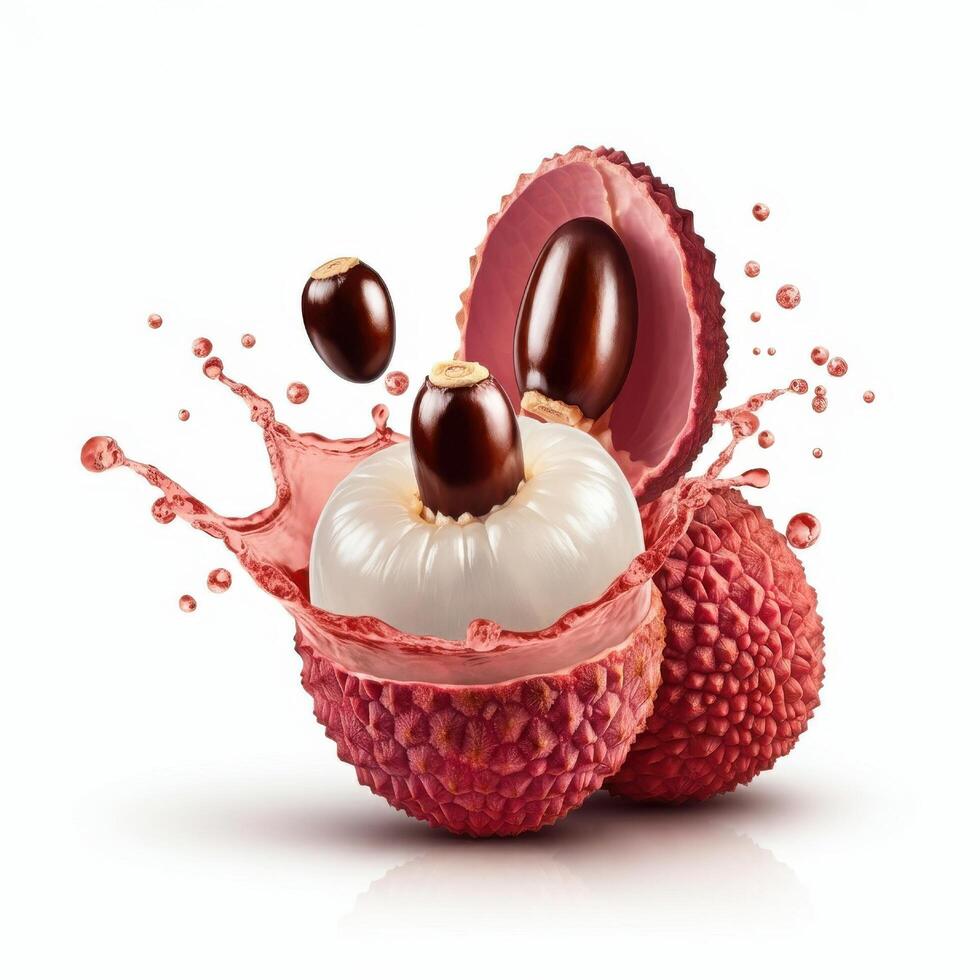Succulent Lychee Popping Open with a Splash photo