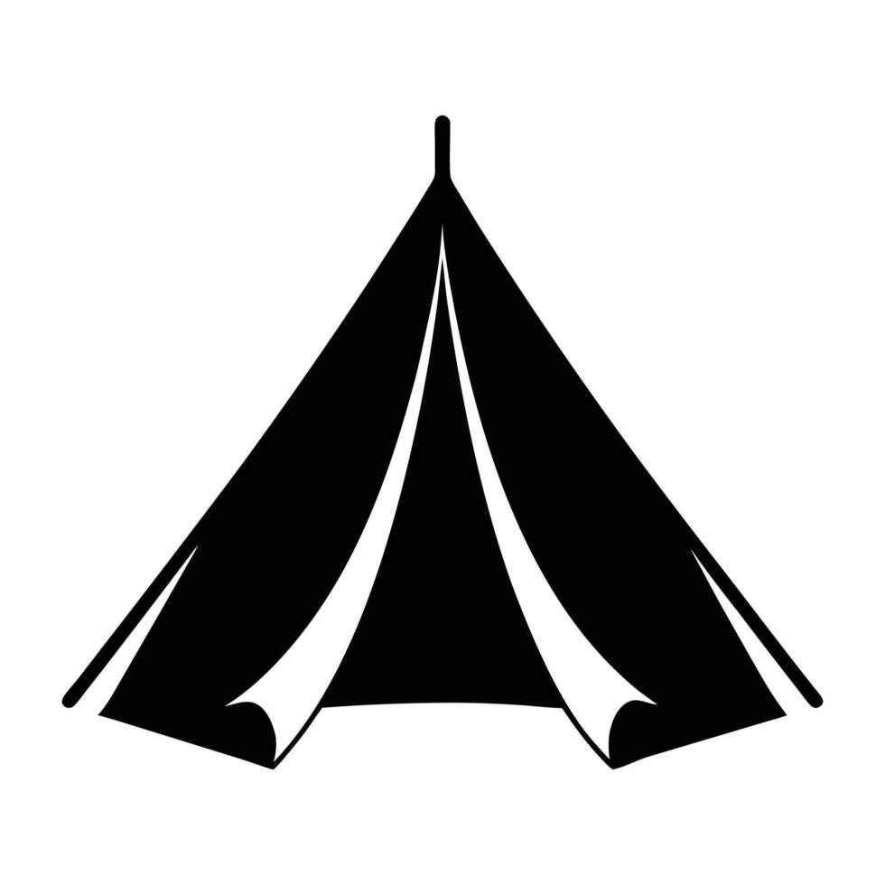 a tent icon in black and white on a white background vector