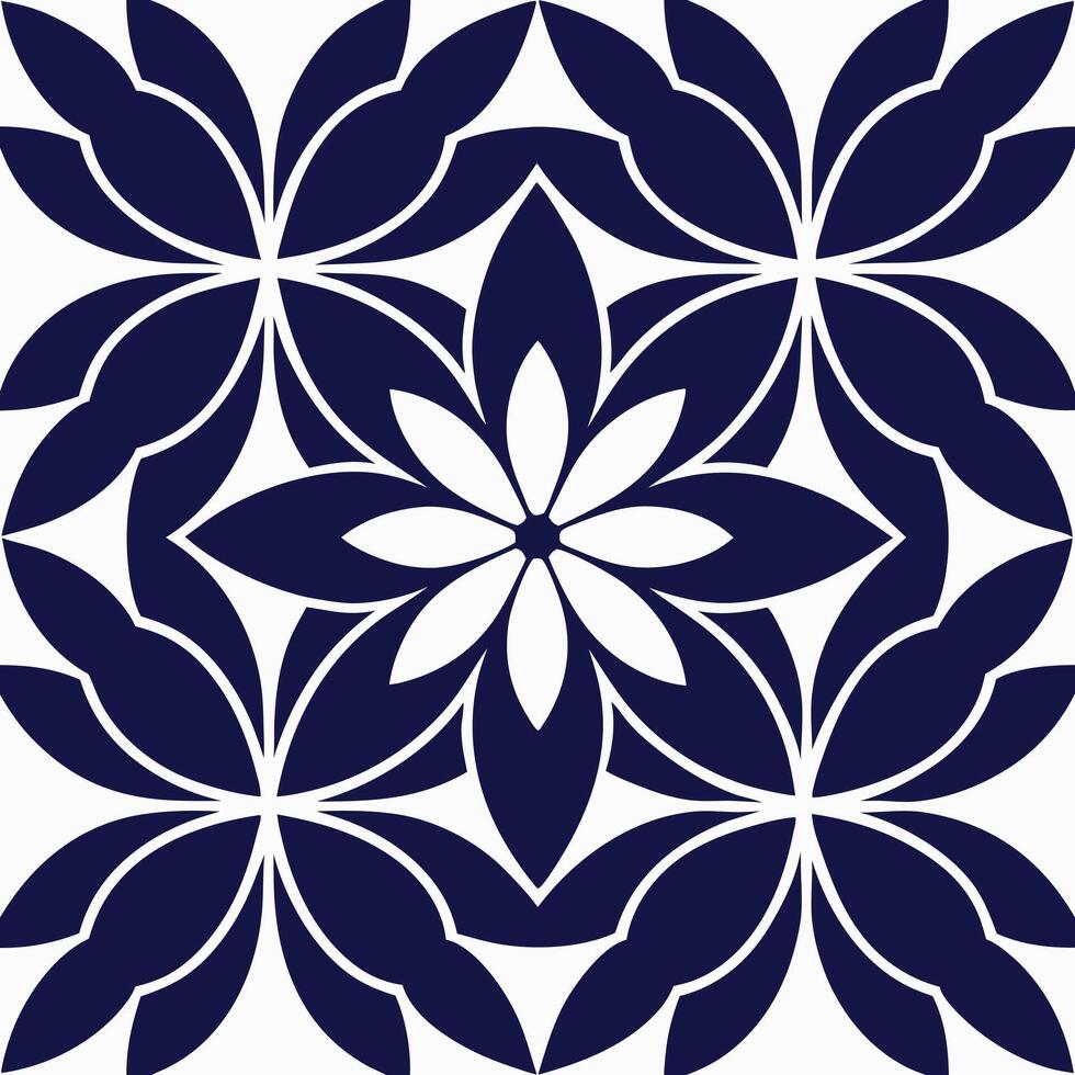 blue and white flower design on a white background. vector