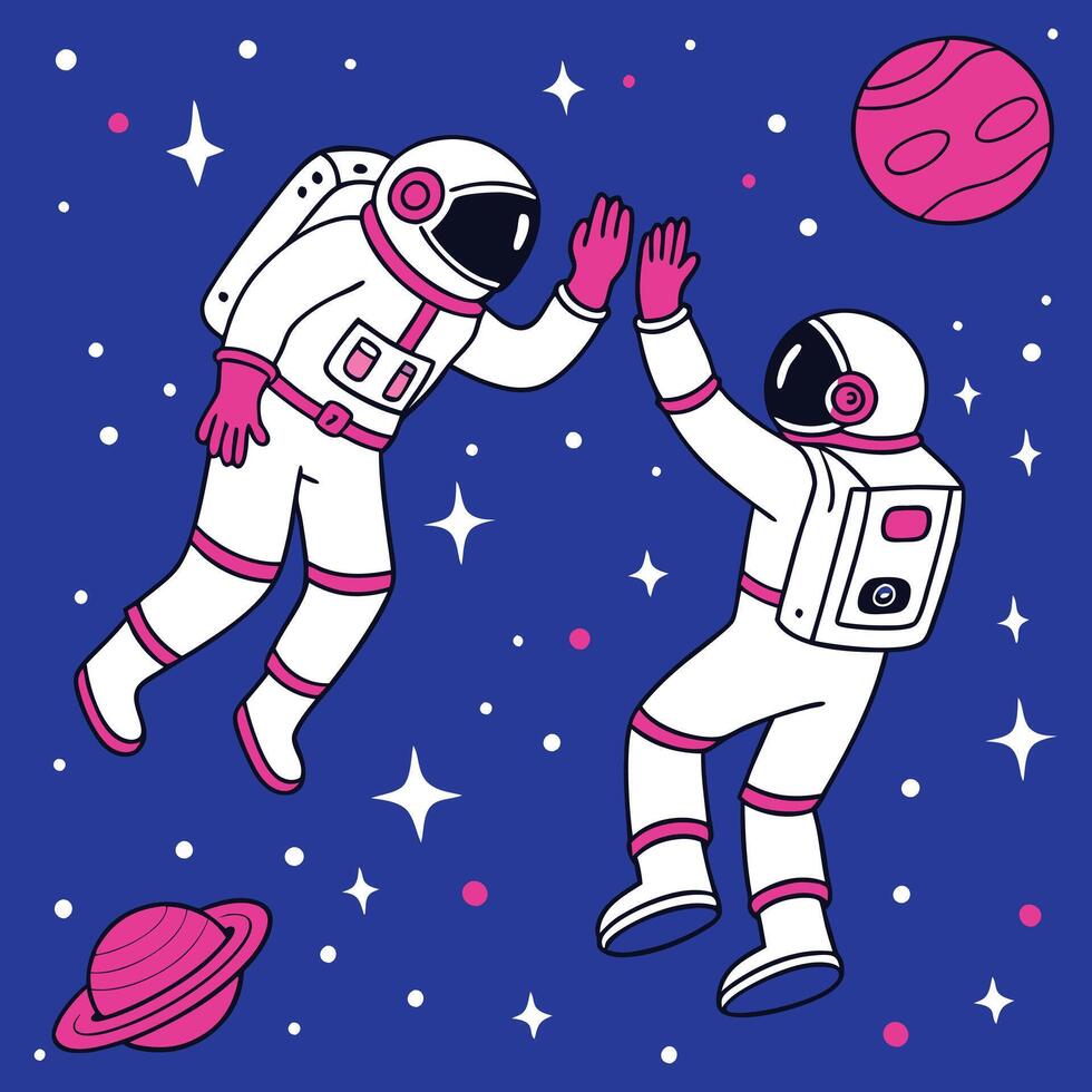 astronauts in space illustration vector