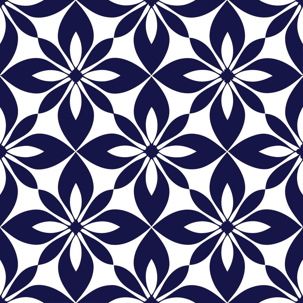 a blue and white pattern with flower vector