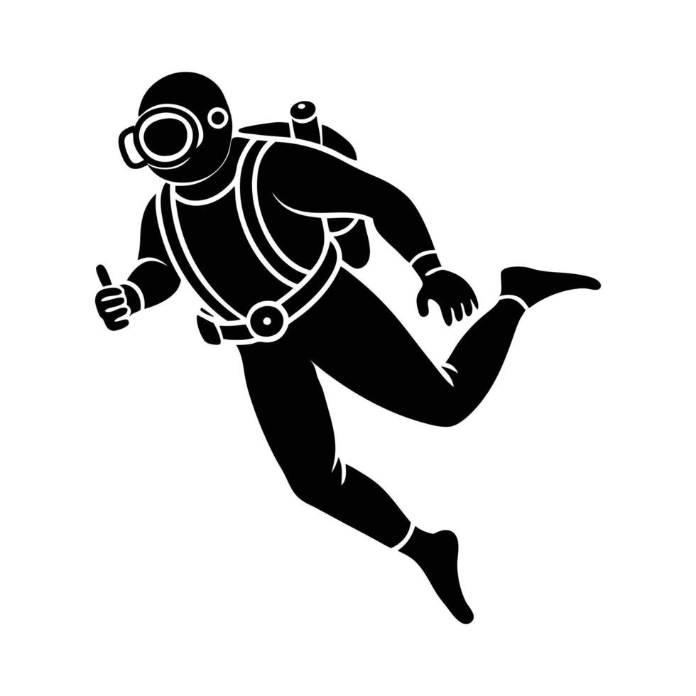 scuba diver silhouette illustration vector