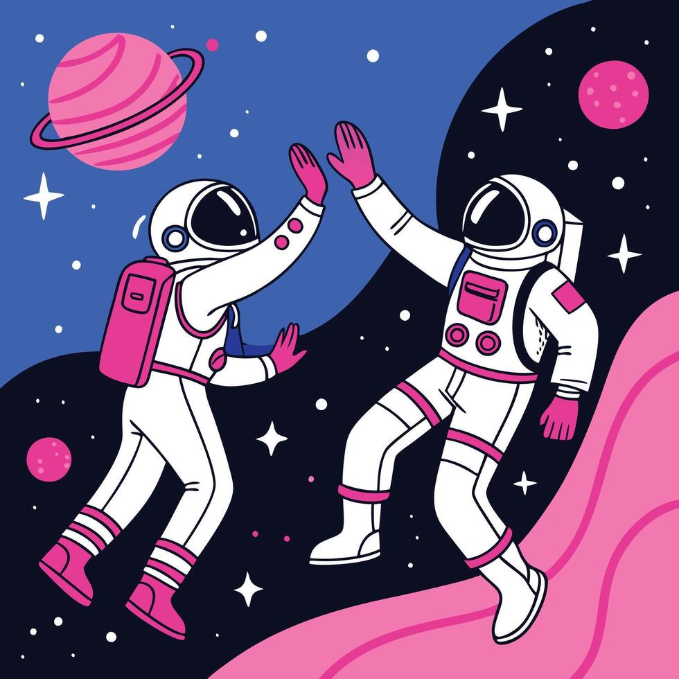 astronauts in space illustration. vector