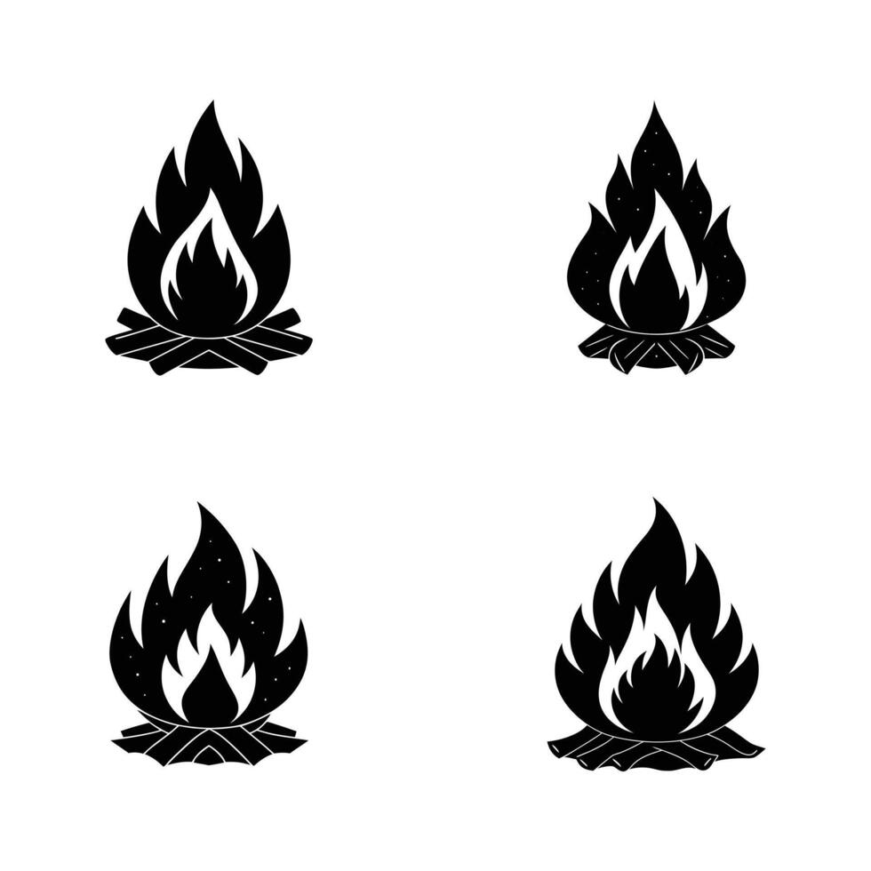 four different types of bonfires on a white background vector