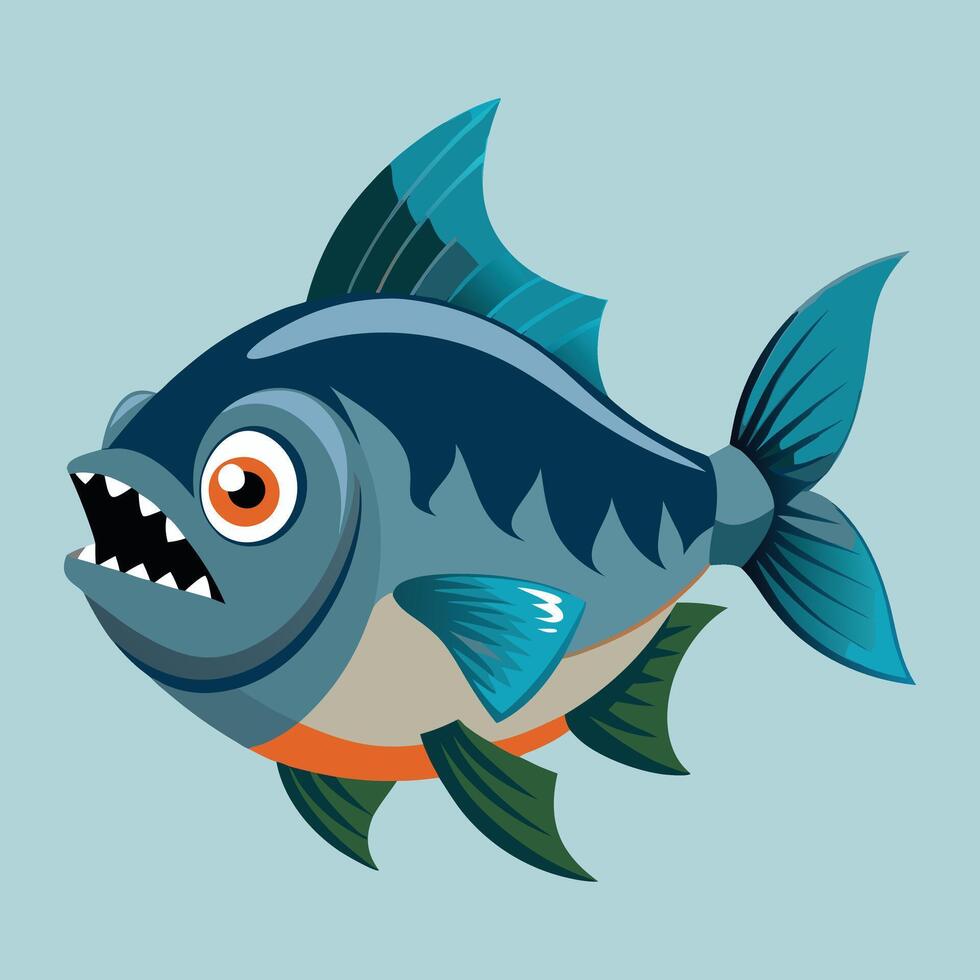 a cartoon fish with big teeth and a big mouth vector