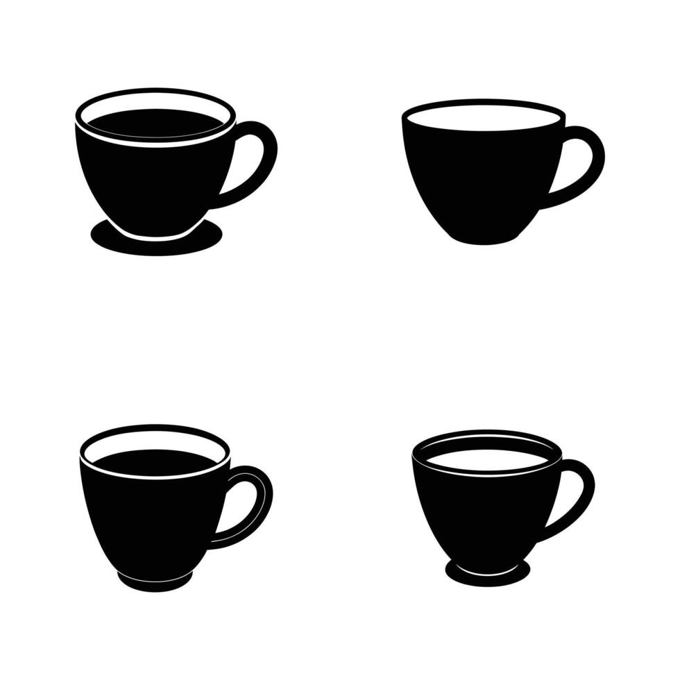 four different types of coffee cups on a white background vector