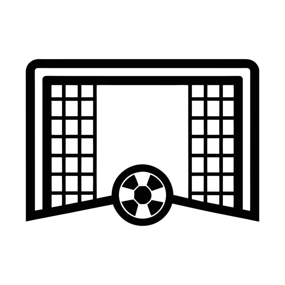 a black and white soccer ball and goal icon vector