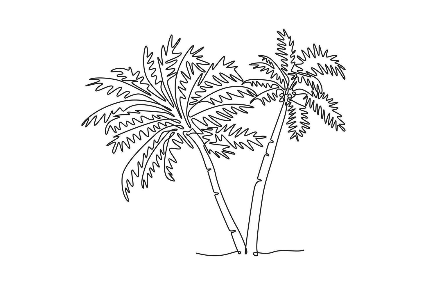 Continuous one line drawing coco nucifera icon. Decorative coconut palm tree for wall decor poster print art and travel vacation tourism campaign. Single line draw design graphic illustration vector