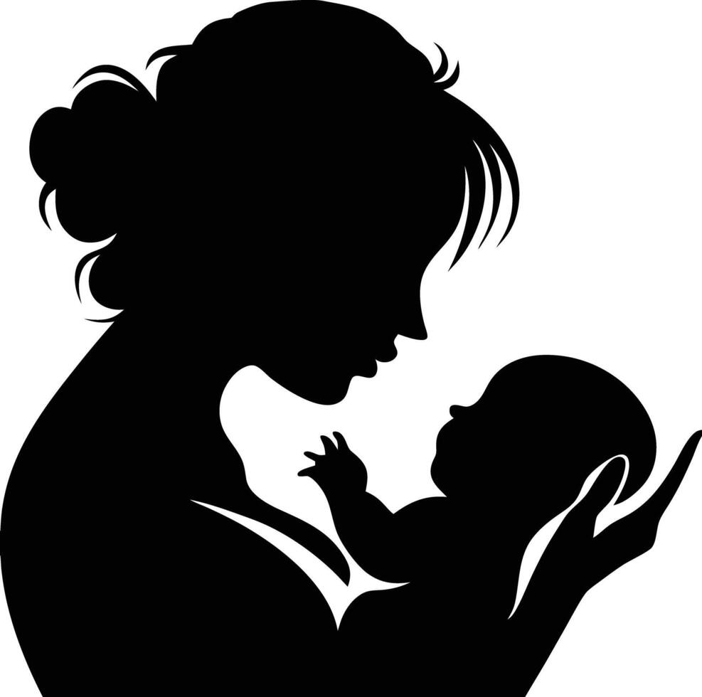 Mother and Child Silhouette vector