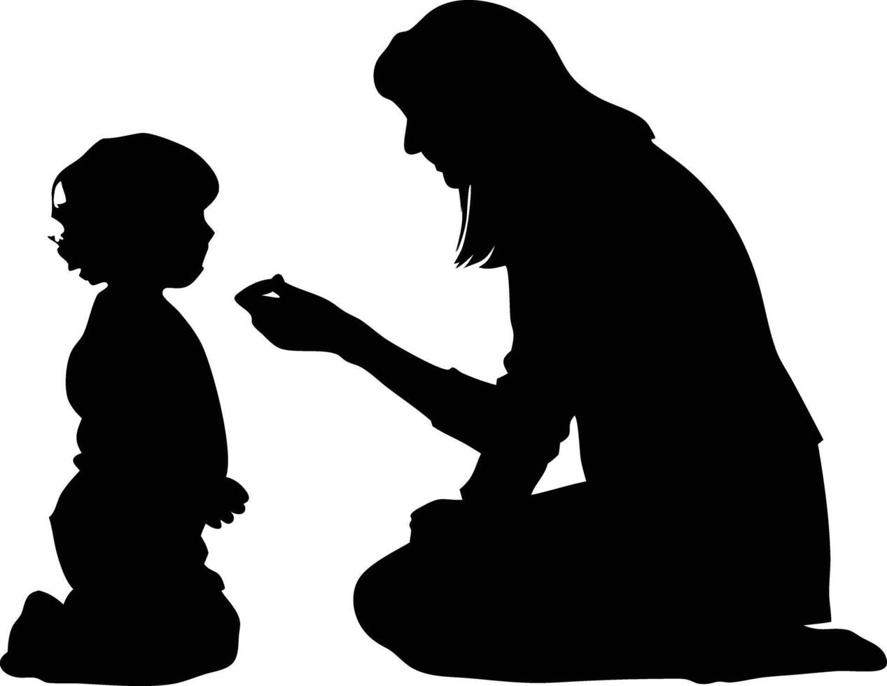 Silhouette of Mother and Child vector