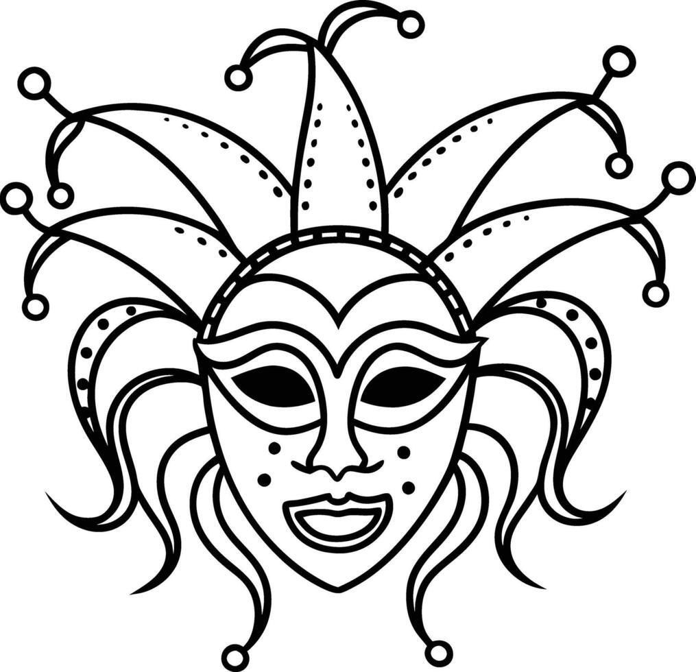 Medieval Court Jester line art vector