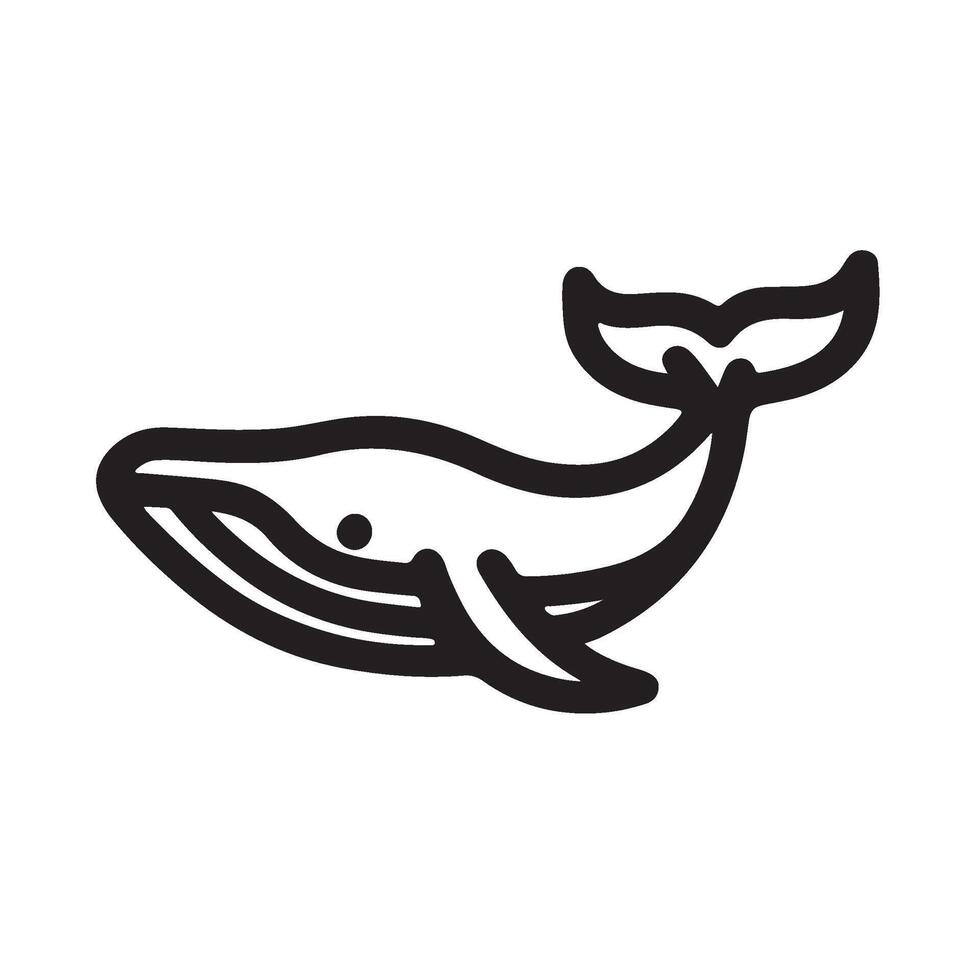 A whale is shown in a black and white line drawing vector