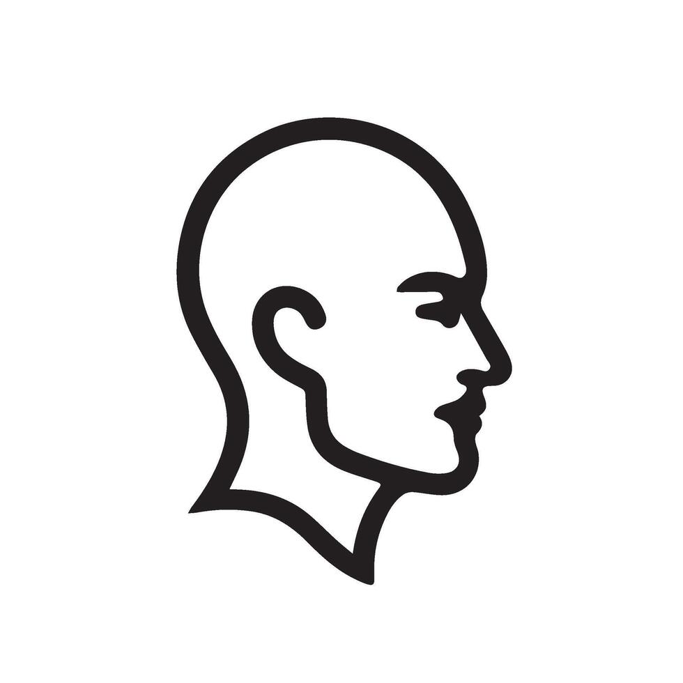 A man's head is shown in a line drawing vector