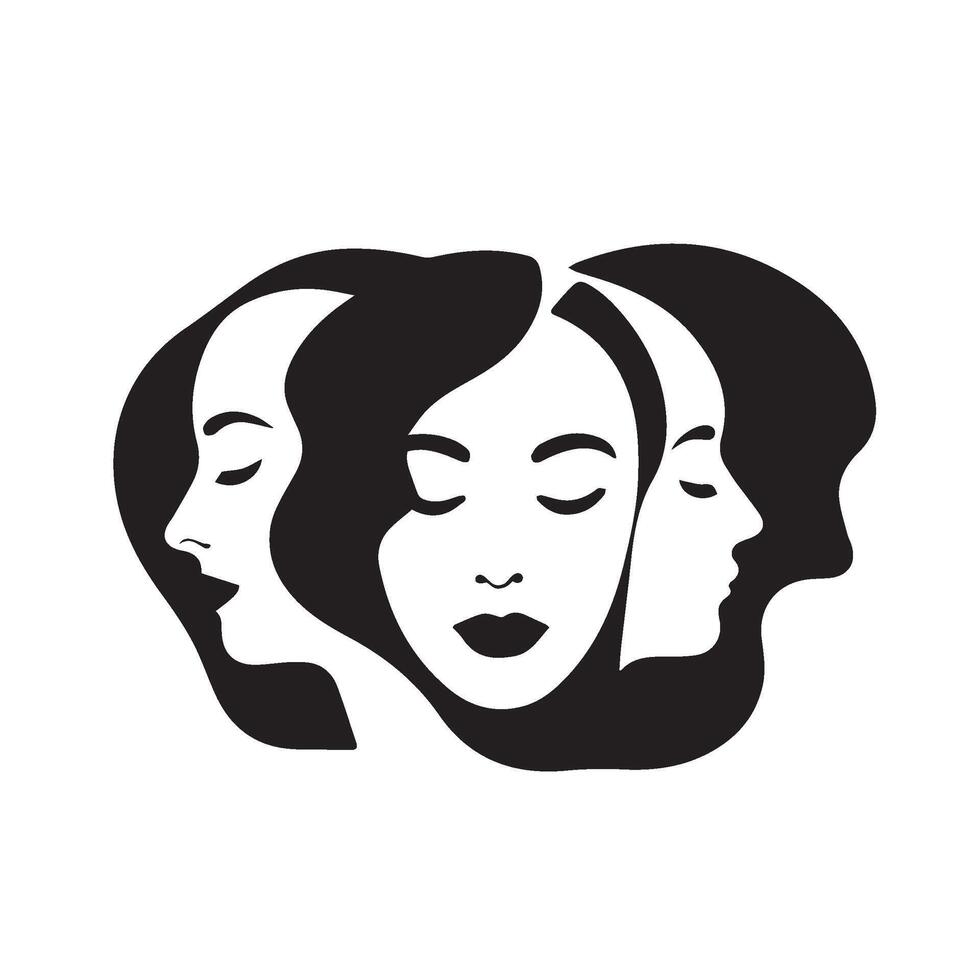 Three women's faces with their eyes closed vector