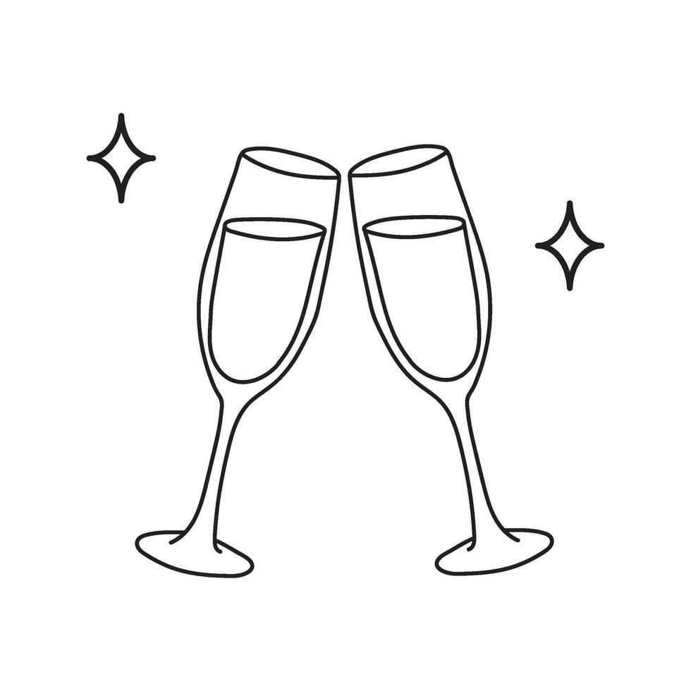 Two glasses of champagne are toasting each other vector