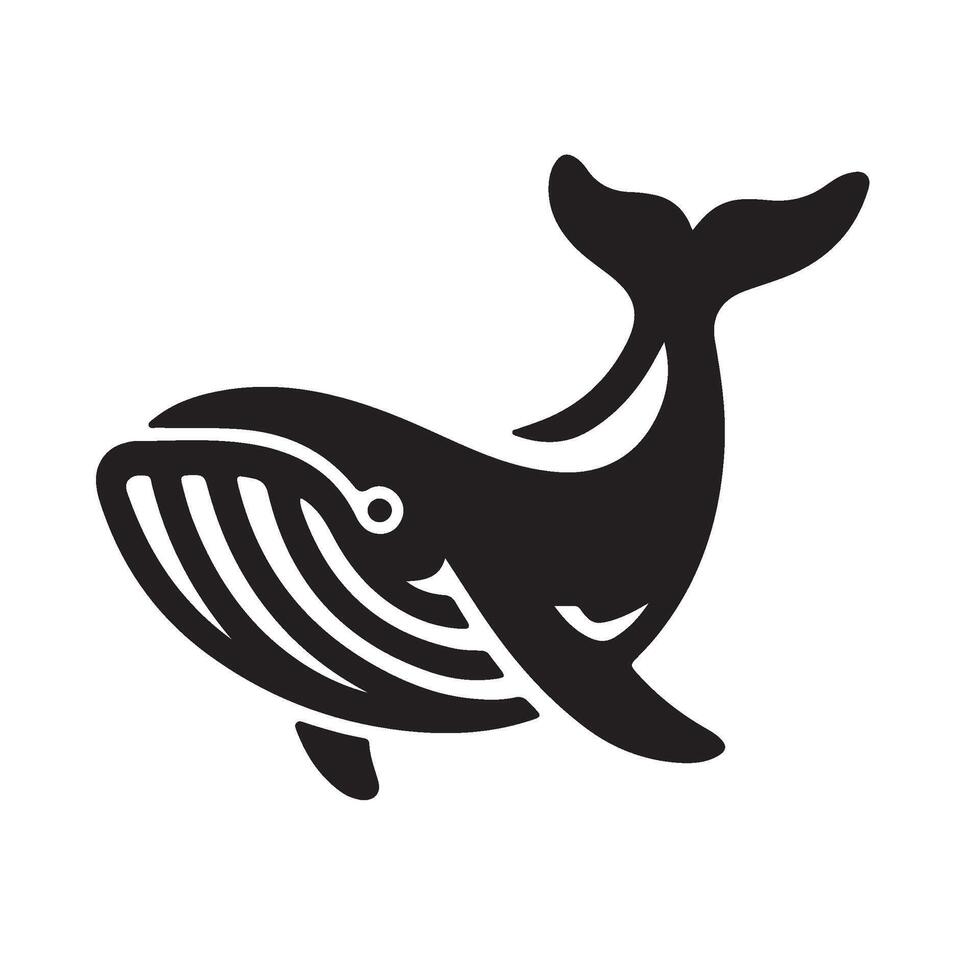 A black and white whale logo vector