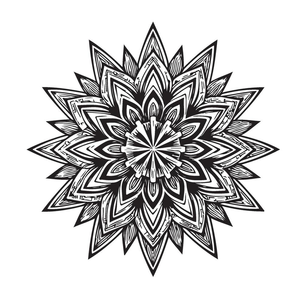 A black and white drawing of a flower vector