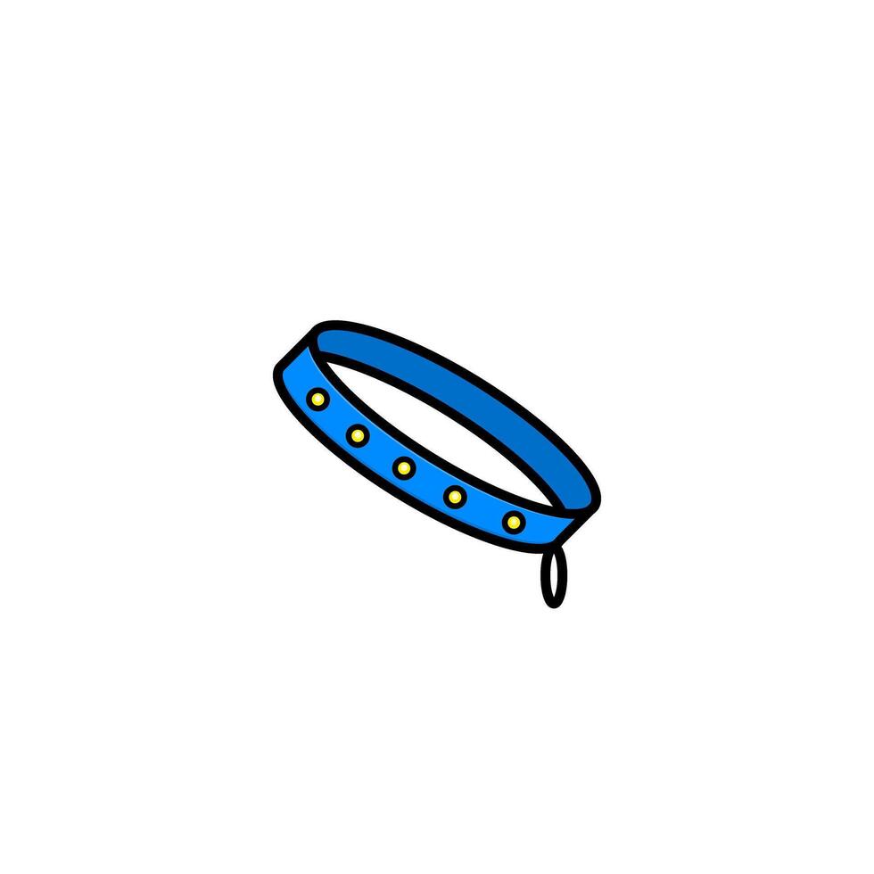 Blue Pet Collar with Golden Rivets on White Background vector