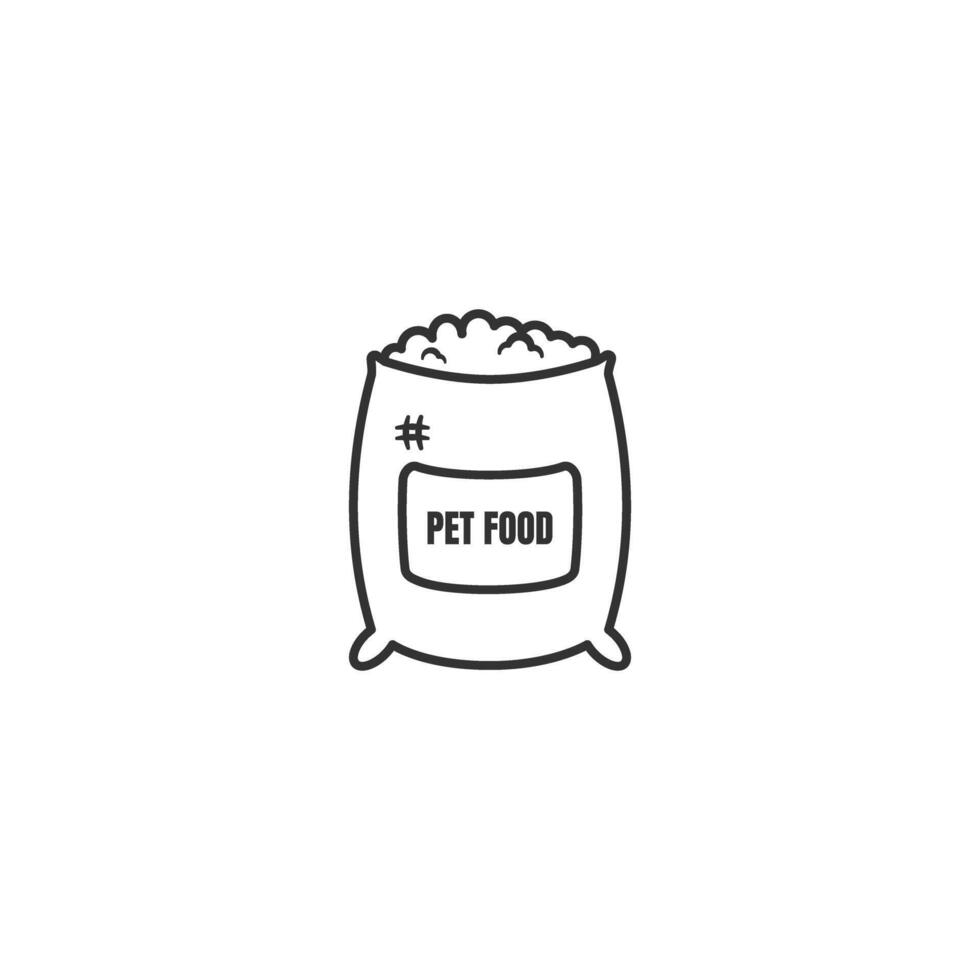 Outline Illustrated Pet Food Sack Icon Showing Concept of Animal Nutrition vector