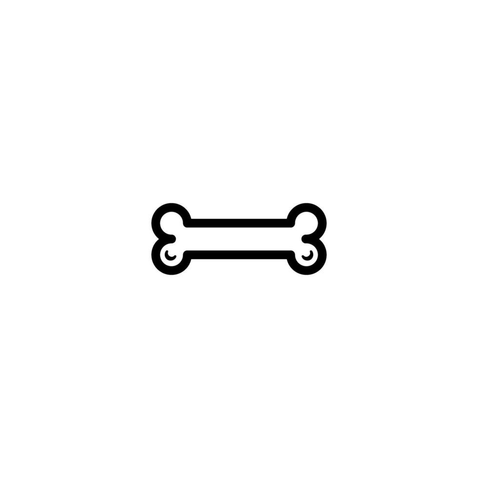 Minimalist Outline Silhouette Illustration of a Cartoon Bone on a White Background vector