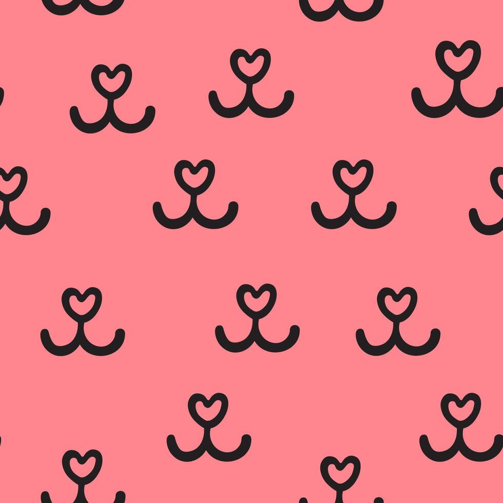 pink seamless pattern with heart shape noses of cats vector