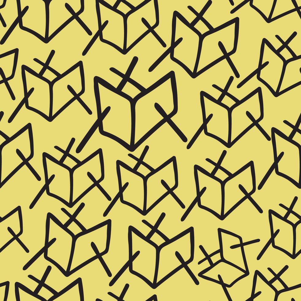 seamless pattern with intersection of line and surface in hand drawn style vector