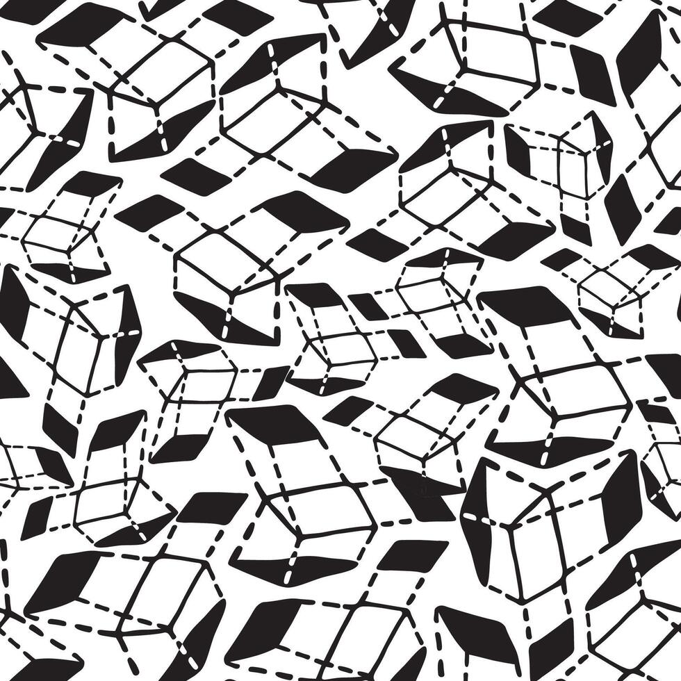 seamless pattern with three projection in hand drawn style vector