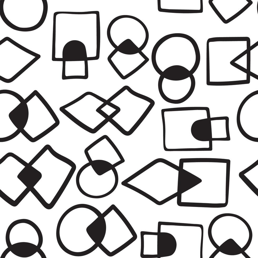 seamless pattern with shapes in hand drawn style vector