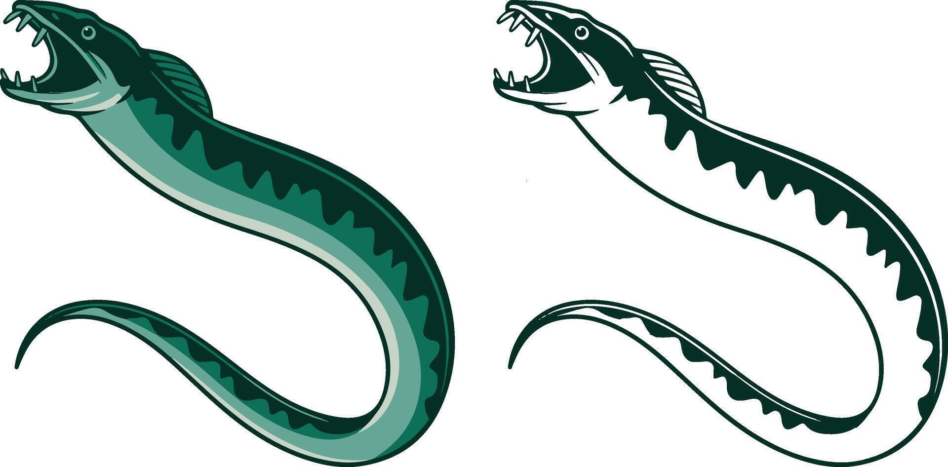Eel cartoon art illustration and white background vector