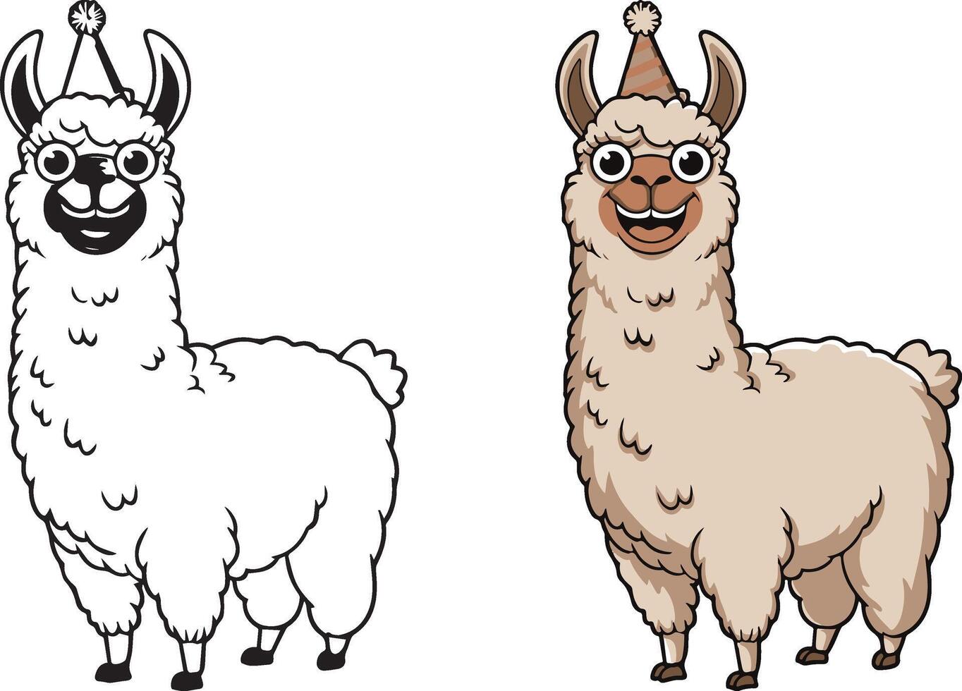 Cute sheep cartoon design and outline illustration vector
