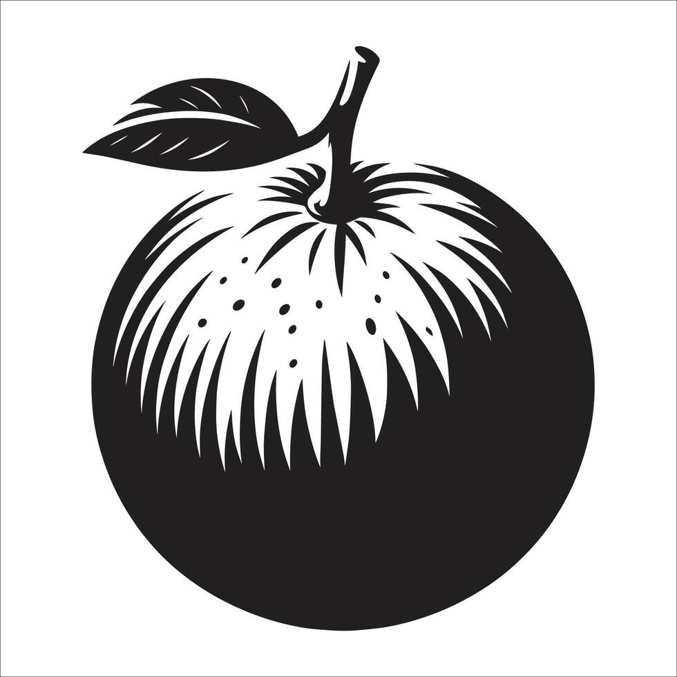 Orange Fruit with leaf Silhouette Design vector