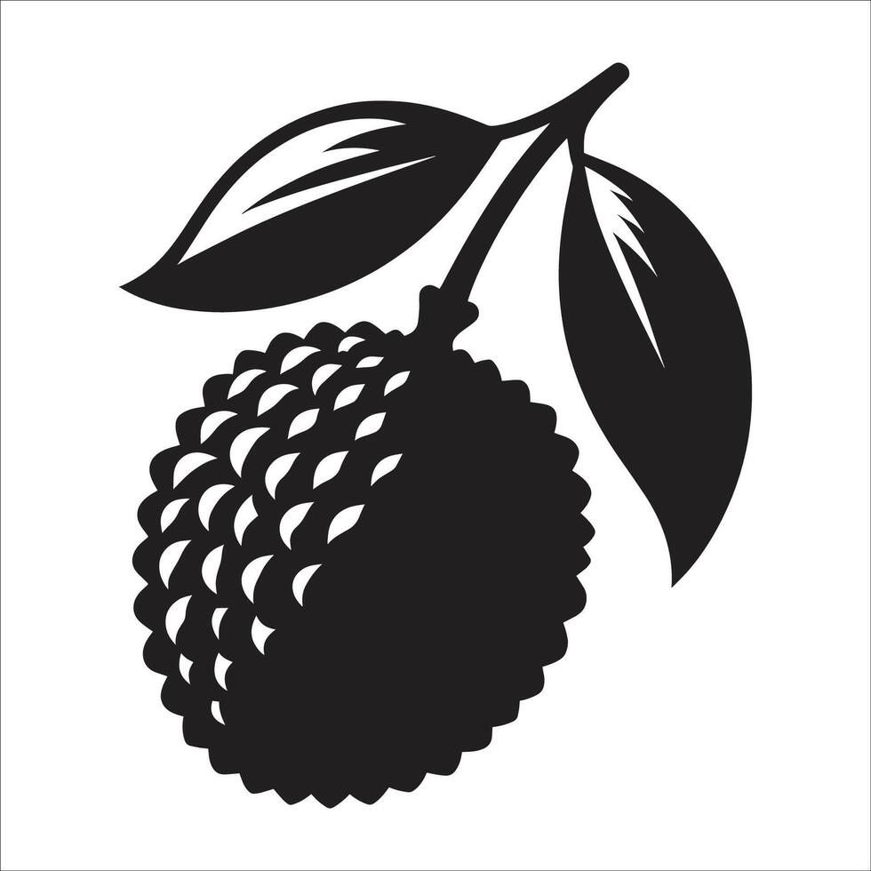 Lychee Symbol Icon Design black And White Silhouette illustration On White Background vector