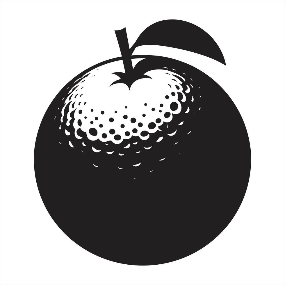 Orange With Leaf Symbol Icon Design black And White Silhouette illustration On White Background vector