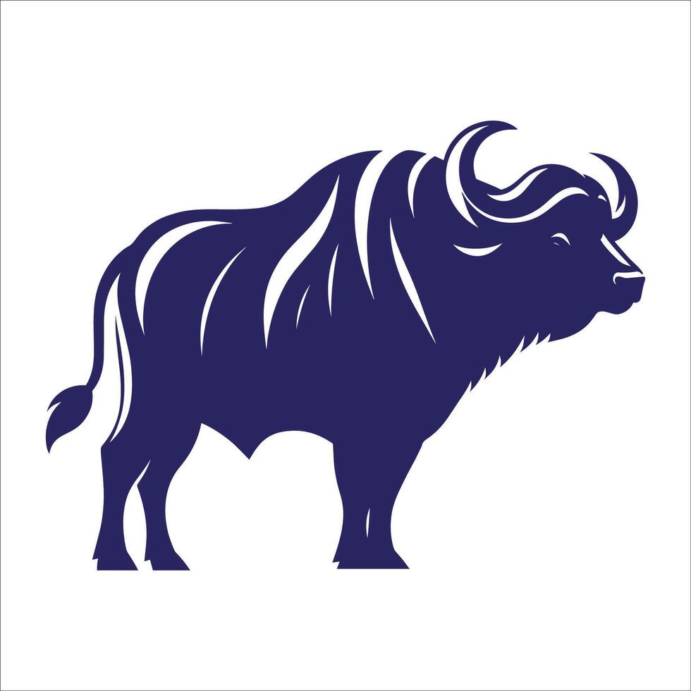 Silhouette of realistic african buffalo in isolate on a white background vector