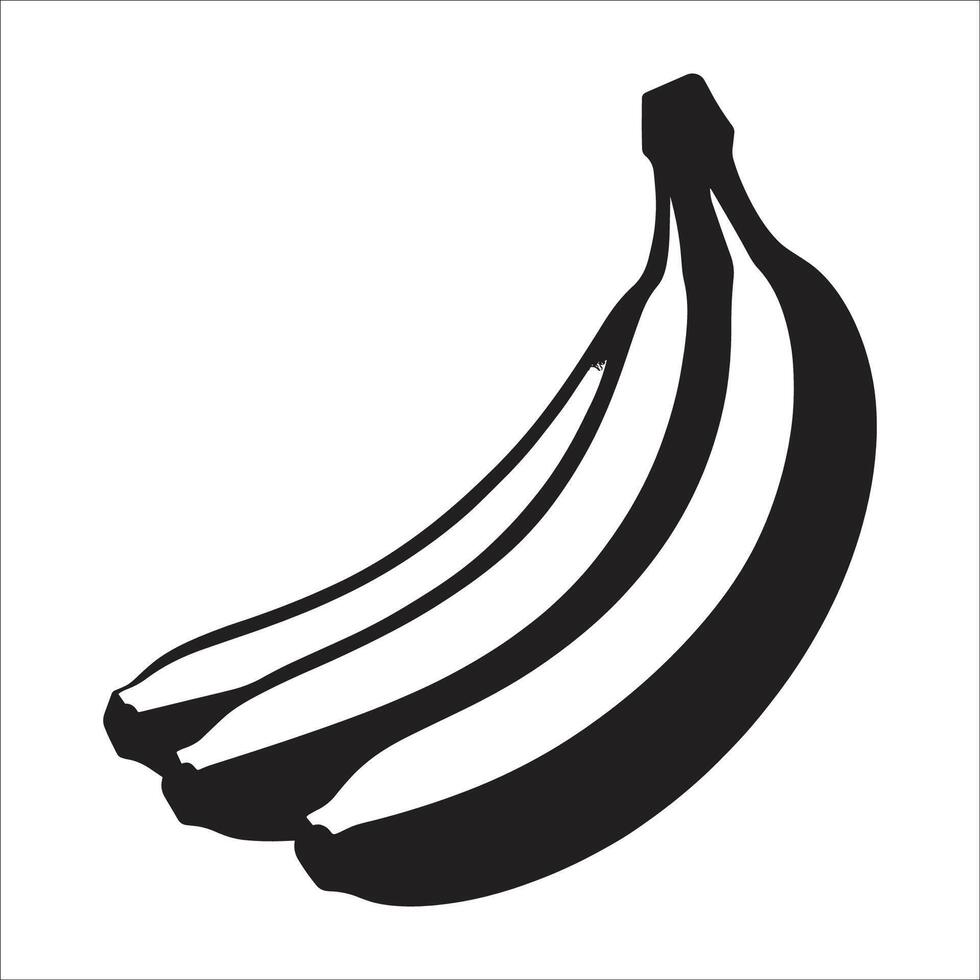 Banana black outline And White Silhouette illustration On White Background vector