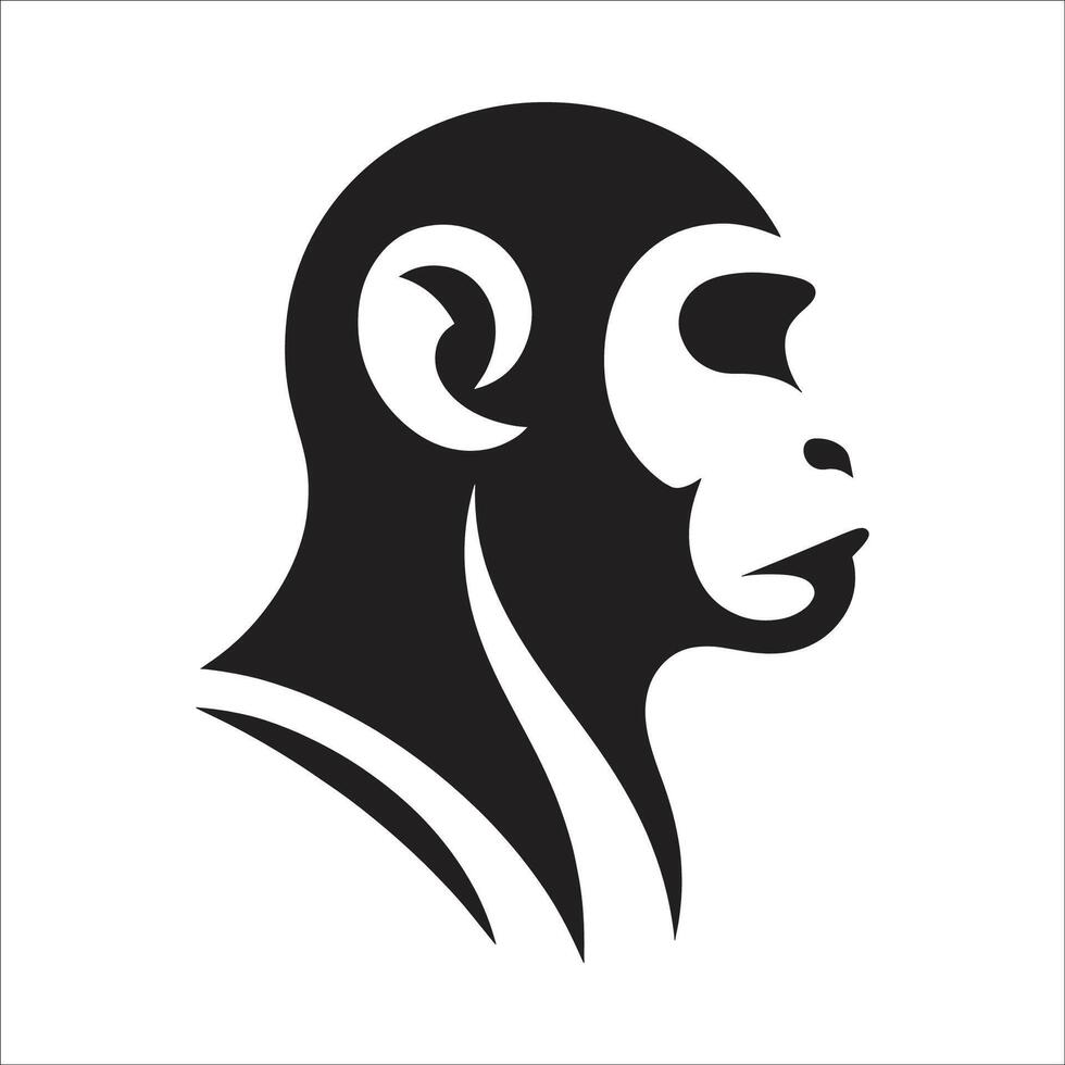 Minimalistic black and white monkey head logo vector