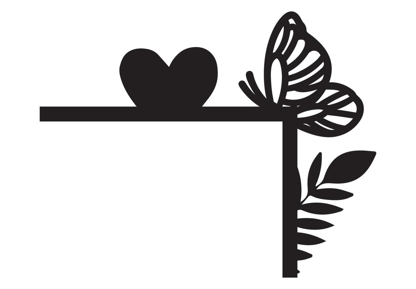 love and butterfly style door corner vector