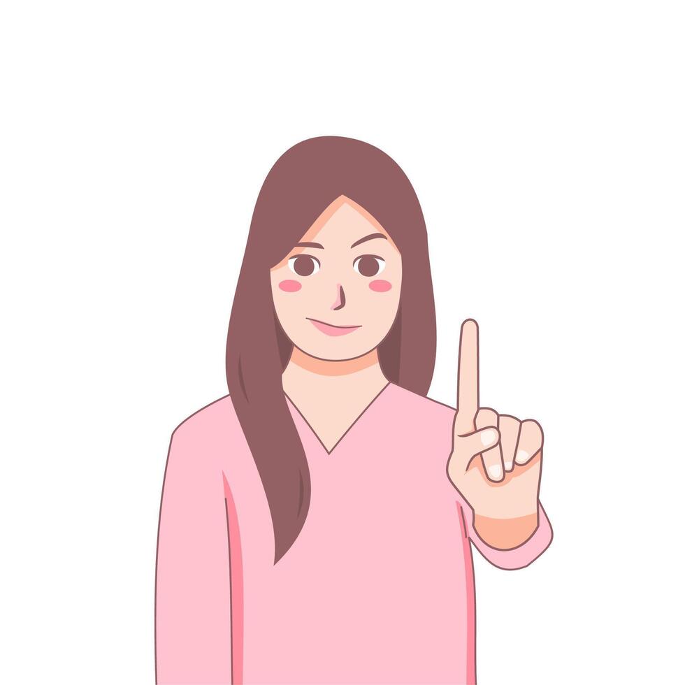 Woman illustration with no hand gesture. Female gesturing no stop with a finger vector