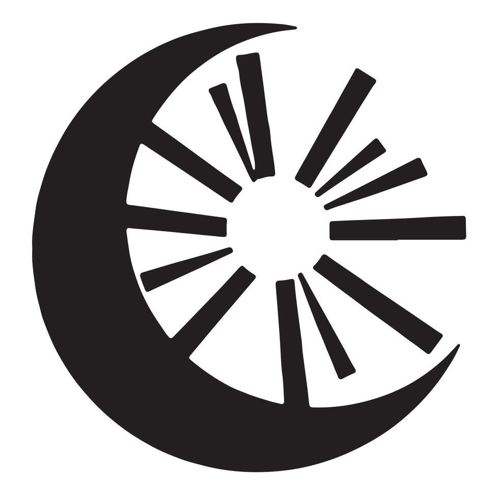Crescent Moon and Sun Rays vector