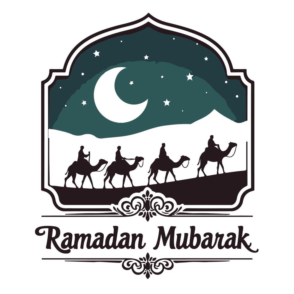 Ramadan Mubarak Desert Scene vector