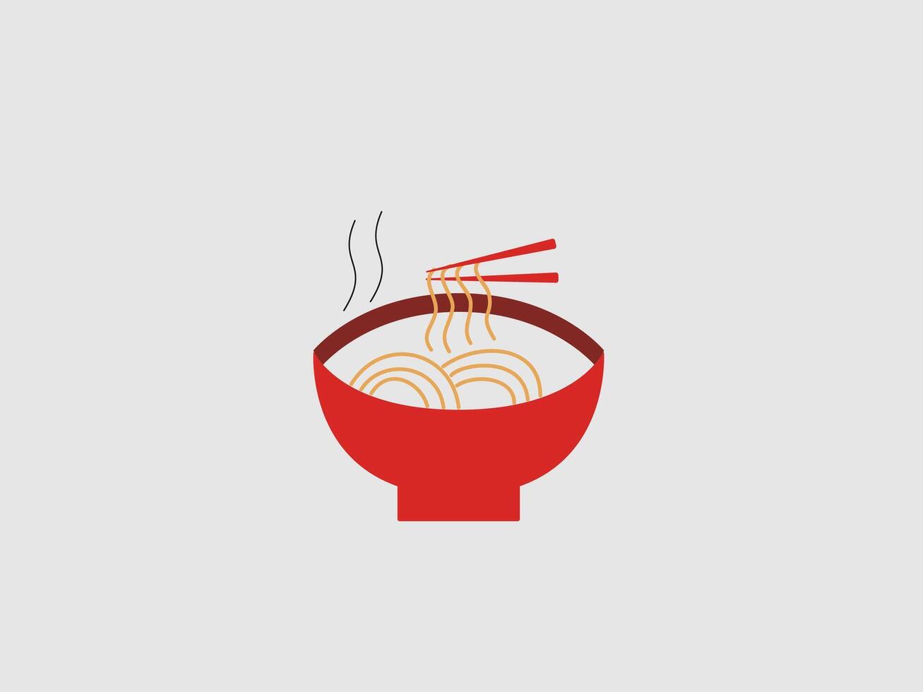 This image features a steaming bowl of noodles vector