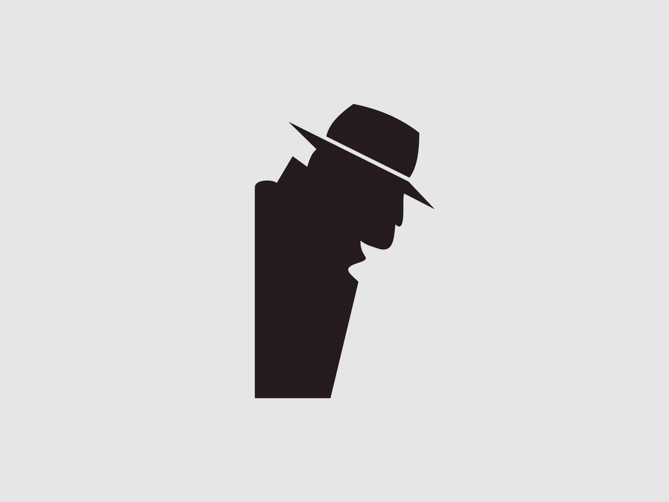 This image depicts a silhouette of a detective figure vector